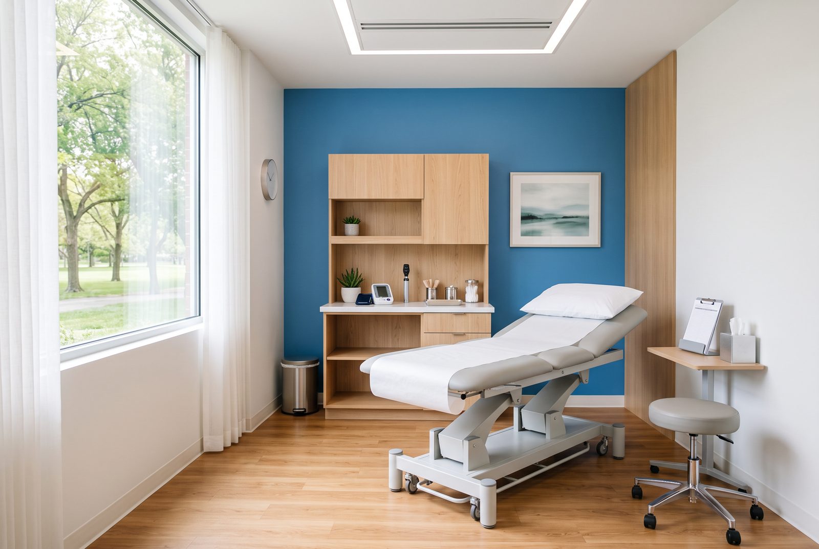 Bright, modern exam room